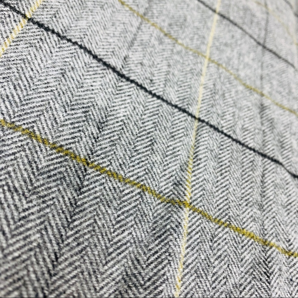 Plaid Mini Skirt Wool Blend Grey Pockets Large - Picture 3 of 5